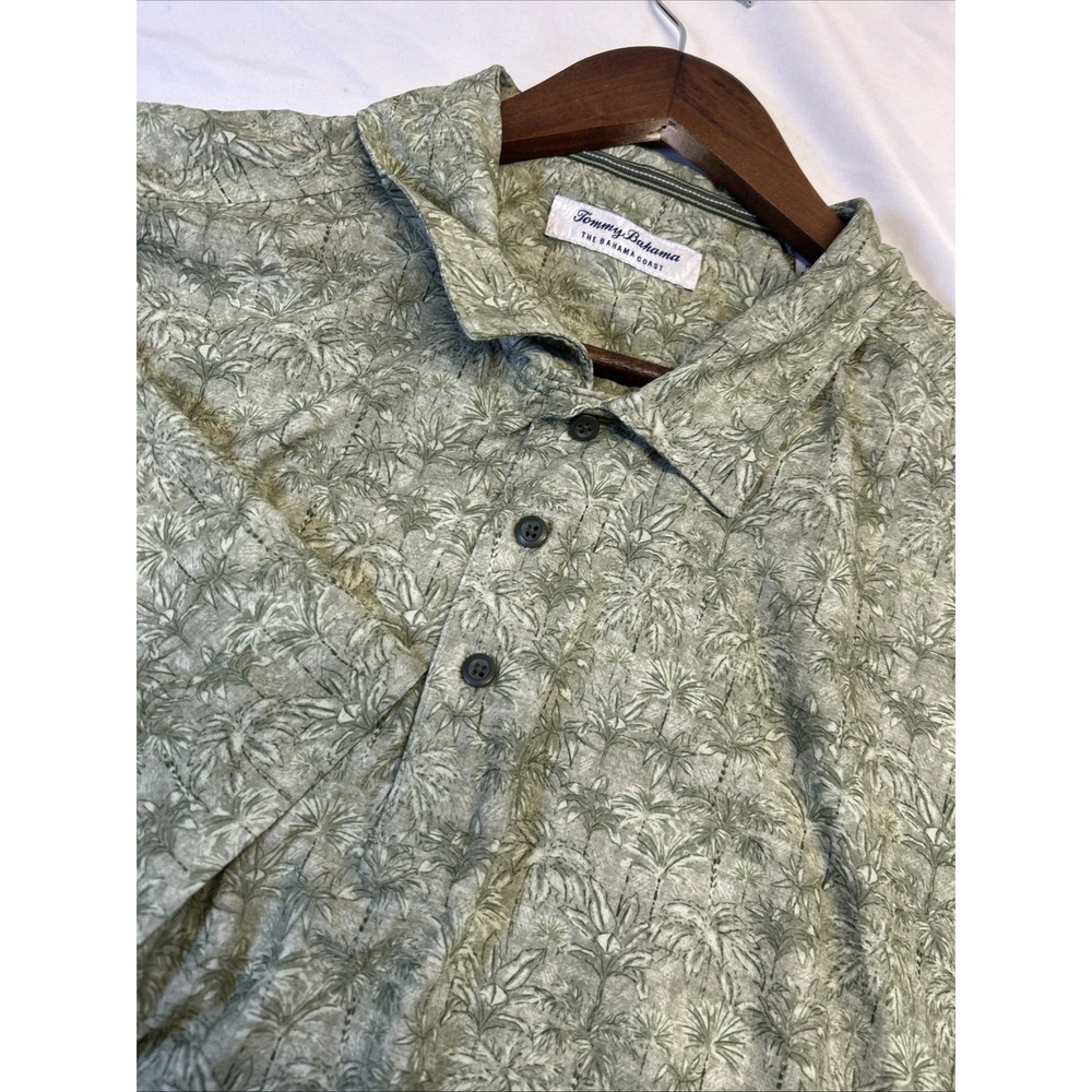 Tommy Bahama Button Up Shirt Green Floral Short Sleeve Men's‎ XLB